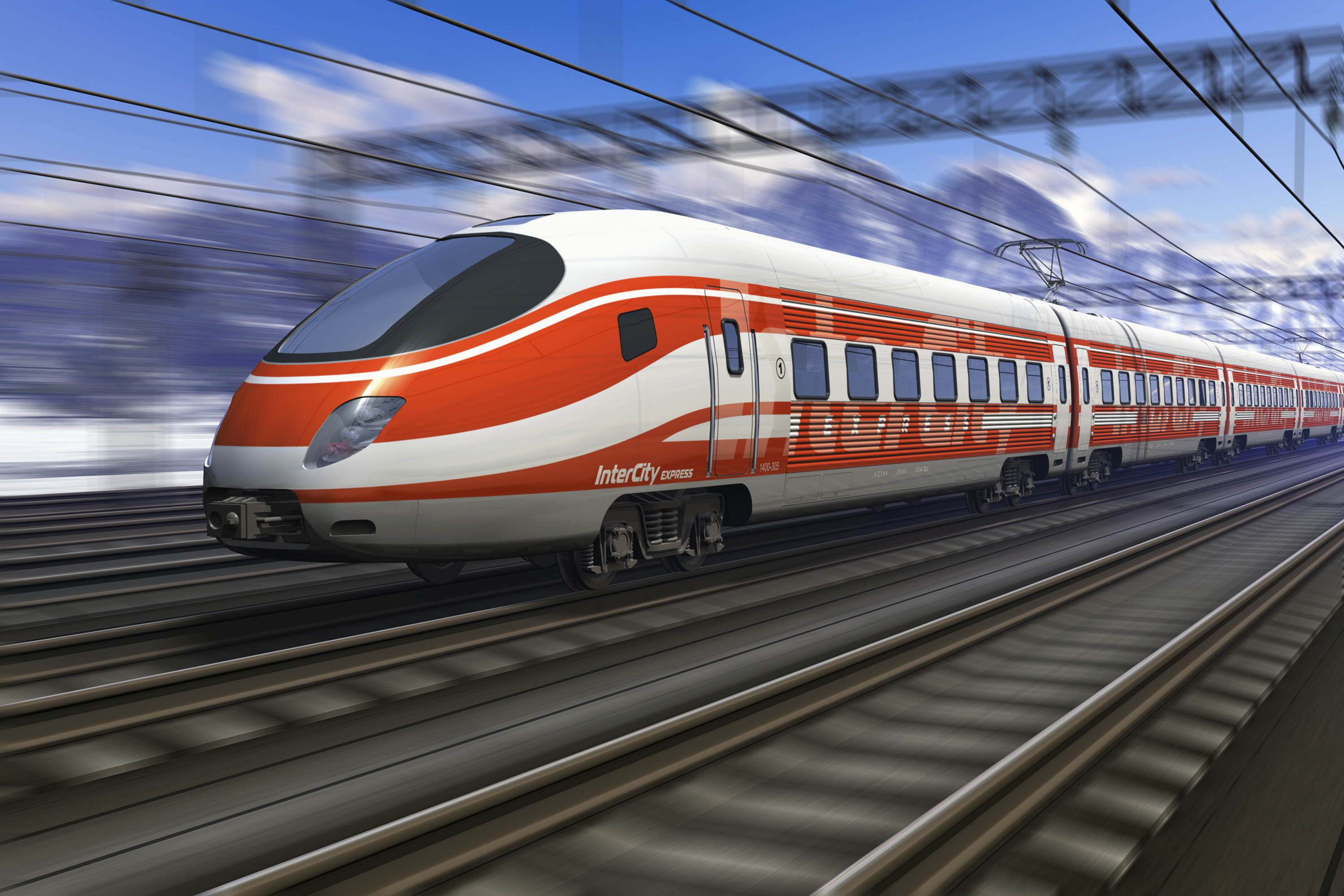 Modern high speed train with motion blur